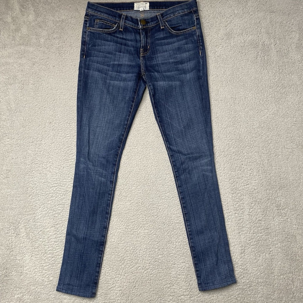 Current/Elliott The Straight Leg Rambler Jeans Women 28 Blue Dark Wash Stretch